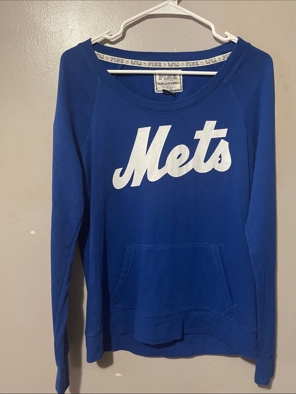 PINK Victoria's Secret Royal Blue 'Mets' Pullover Sweatshirt